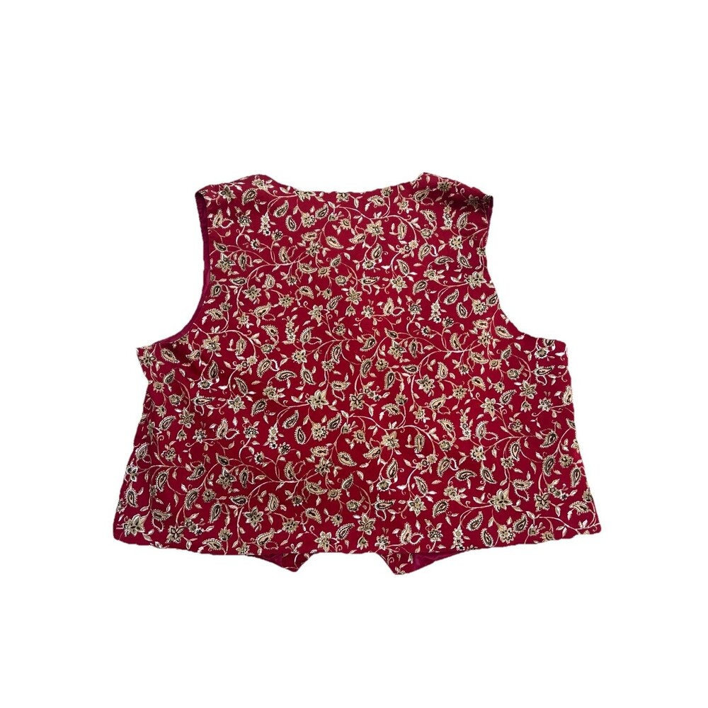 Appleseed’s Red Paisley Floral Vest Women’s Sz 20W Vintage USA Made Grandmacore - Picture 5 of 5